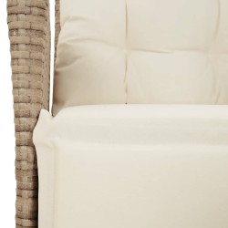 Ensemble à manger de jardin et coussins 3 pcs Beige poly rotin 