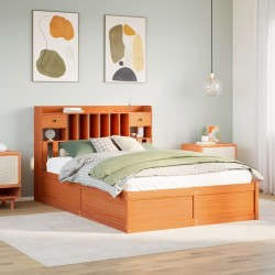 Cadre de lit sans matelas cire marron 150x200cm bois pin massif 