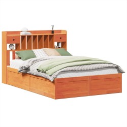 Cadre de lit sans matelas cire marron 150x200cm bois pin massif 