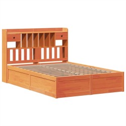 Cadre de lit sans matelas cire marron 150x200cm bois pin massif 