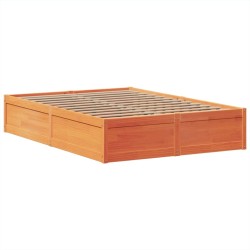 Cadre de lit sans matelas cire marron 150x200cm bois pin massif 