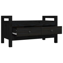 Banc d'entrée Noir 80x40x43 cm Bois de pin massif 