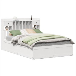 Cadre de lit sans matelas blanc 150x200 cm bois de pin massif 