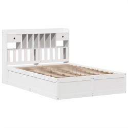 Cadre de lit sans matelas blanc 150x200 cm bois de pin massif 