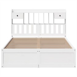 Cadre de lit sans matelas blanc 150x200 cm bois de pin massif 
