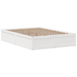 Cadre de lit sans matelas blanc 150x200 cm bois de pin massif 