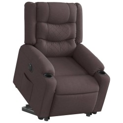 Fauteuil inclinable électrique marron foncé tissu 
