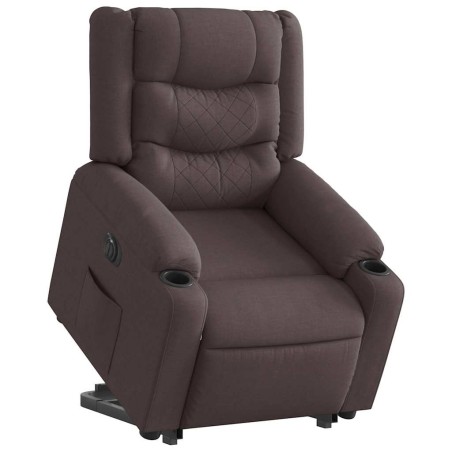 Fauteuil inclinable électrique marron foncé tissu 