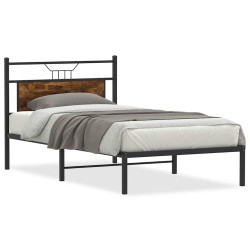 Cadre de lit sans matelas chêne fumé 107x203 cm bois ingénierie 