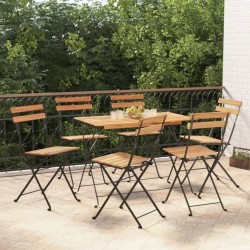Ensemble de bistro pliable 7 pcs bois d'acacia solide et acier 