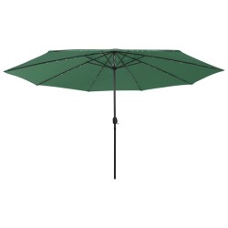 Parasol de jardin avec lumières LED et mât en métal 400 cm vert 