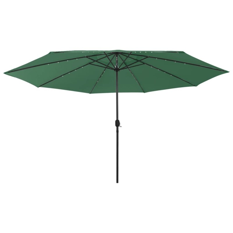 Parasol de jardin avec lumières LED et mât en métal 400 cm vert 
