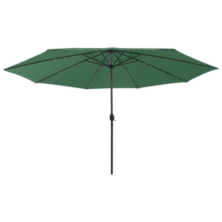 Parasol de jardin avec lumières LED et mât en métal 400 cm vert 