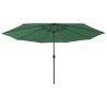 Parasol de jardin avec lumières LED et mât en métal 400 cm vert 