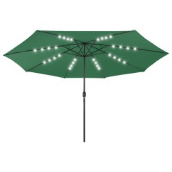 Parasol de jardin avec lumières LED et mât en métal 400 cm vert 
