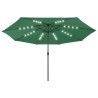 Parasol de jardin avec lumières LED et mât en métal 400 cm vert 
