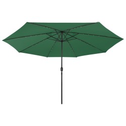 Parasol de jardin avec lumières LED et mât en métal 400 cm vert 