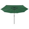 Parasol de jardin avec lumières LED et mât en métal 400 cm vert 