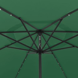 Parasol de jardin avec lumières LED et mât en métal 400 cm vert 