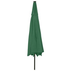 Parasol de jardin avec lumières LED et mât en métal 400 cm vert 