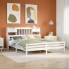 Lit bibliothèque sans matelas blanc 200x200 cm bois pin massif 
