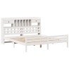 Lit bibliothèque sans matelas blanc 200x200 cm bois pin massif 