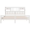 Lit bibliothèque sans matelas blanc 200x200 cm bois pin massif 