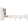 Lit bibliothèque sans matelas blanc 200x200 cm bois pin massif 