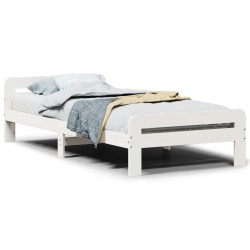 Cadre de lit sans matelas blanc 75x190 cm bois de pin massif 
