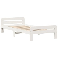 Cadre de lit sans matelas blanc 75x190 cm bois de pin massif 