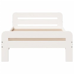 Cadre de lit sans matelas blanc 75x190 cm bois de pin massif 