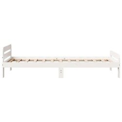 Cadre de lit sans matelas blanc 75x190 cm bois de pin massif 