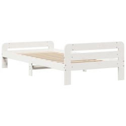 Cadre de lit sans matelas blanc 75x190 cm bois de pin massif 