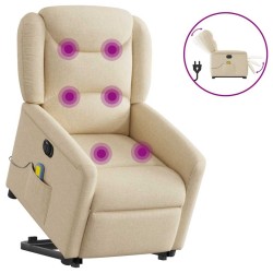 Fauteuil inclinable de massage électrique Crème Tissu 