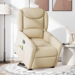 Fauteuil inclinable de massage électrique Crème Tissu 