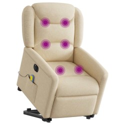 Fauteuil inclinable de massage électrique Crème Tissu 
