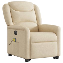 Fauteuil inclinable de massage électrique Crème Tissu 