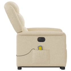 Fauteuil inclinable de massage électrique Crème Tissu 