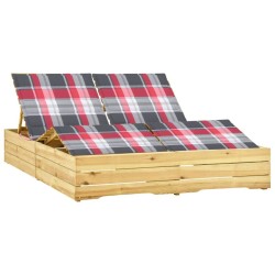 Chaise longue double avec coussins Bois de pin imprégné 