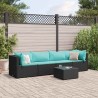 Salon de jardin 5 pcs avec coussins Noir Résine tressée 