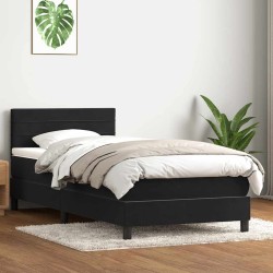 Sommier à lattes de lit avec matelas noir 100x210 cm velours 