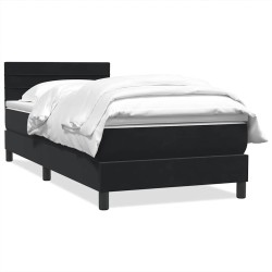 Sommier à lattes de lit avec matelas noir 100x210 cm velours 