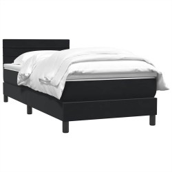 Sommier à lattes de lit avec matelas noir 100x210 cm velours 