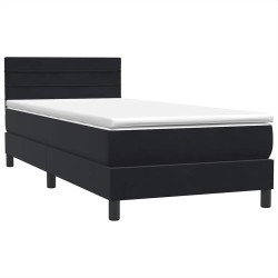 Sommier à lattes de lit avec matelas noir 100x210 cm velours 