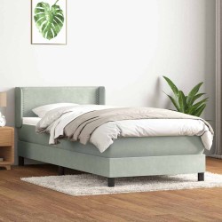 Sommier à lattes de lit et matelas gris clair 80x210 cm velours 