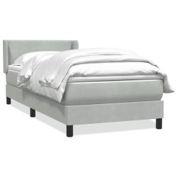 Sommier à lattes de lit et matelas gris clair 80x210 cm velours 