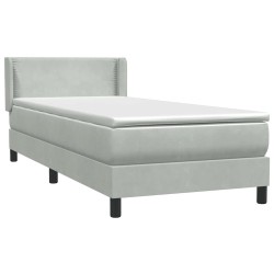 Sommier à lattes de lit et matelas gris clair 80x210 cm velours 