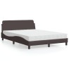 Lit avec matelas marron foncé 140x200 cm tissu 
