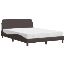 Lit avec matelas marron foncé 140x200 cm tissu 