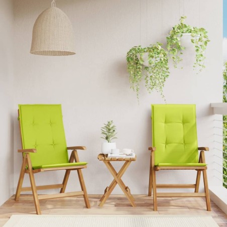 Chaises de jardin inclinables lot de 2 et coussins teck massif 